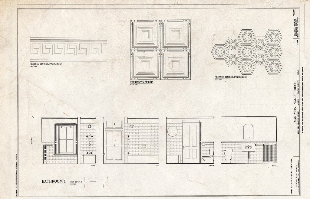 Blueprint Bathroom 1 - Sampson-Nalle House, 1003 Rio Grande Street, Austin, Travis County, TX