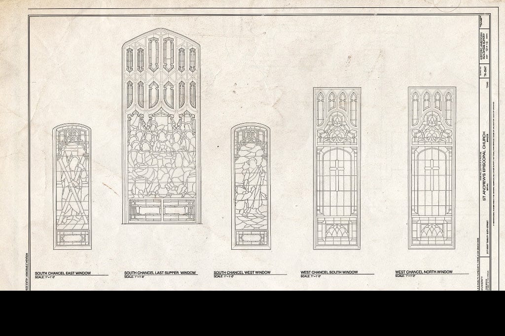 Blueprint Chancel Windows - Saint Andrew's Episcopal Church, 217 West Twenty-Sixth Street, Bryan, Brazos County, TX