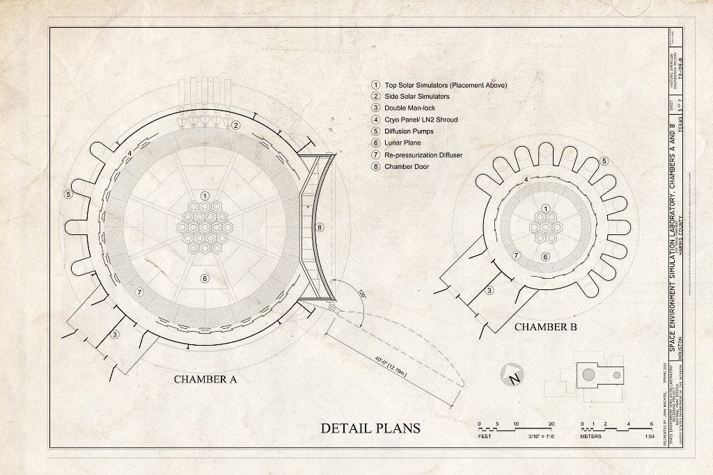 Blueprint Detail Plans - NASA Johnson Space Center, Building No. 32, Space Environment Simulation Laboratory, Chambers A & B, 2101 NASA Parkway, Houston, Harris County, TX