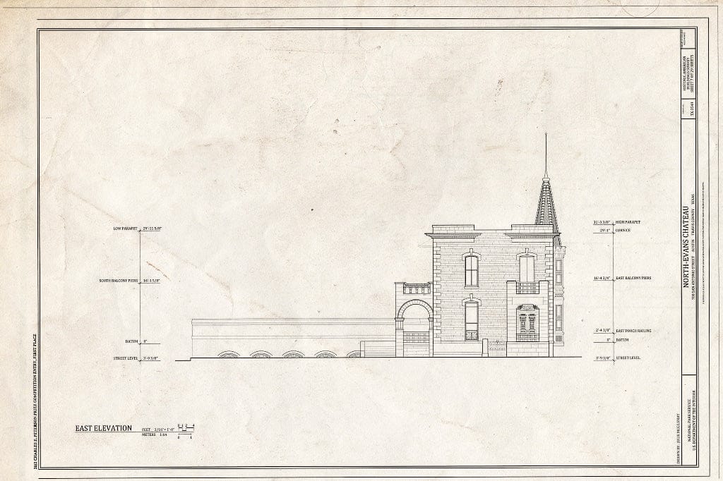 Blueprint East Elevation - North-Evans Chateau, 708 San Antonio Street, Austin, Travis County, TX