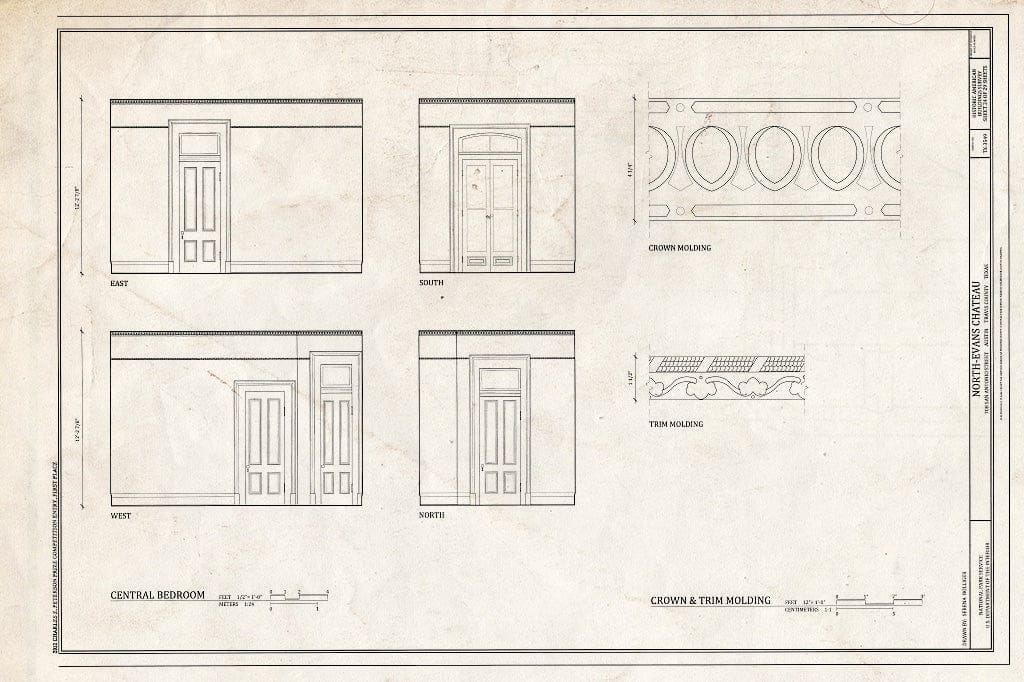 Blueprint Central Bedroom & Crown & Trim Molding - North-Evans Chateau, 708 San Antonio Street, Austin, Travis County, TX