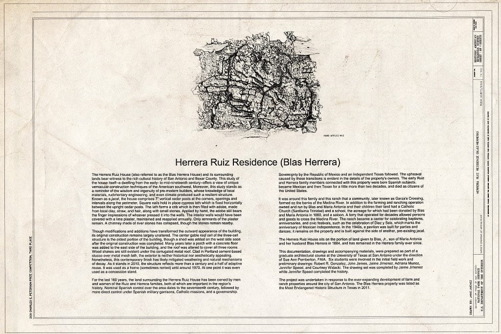 Blueprint Cover Sheet - Herrera Ruiz House, Garza's Crossing at Medina River, Somerset, Bexar County, TX