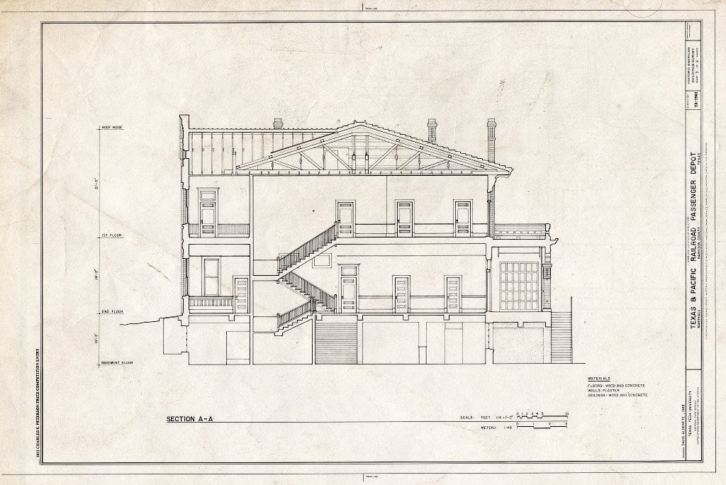 Blueprint Section - Texas & Pacific Railroad Passenger Depot, 800 North Washington Street, Marshall Northeast, Harrison County, TX