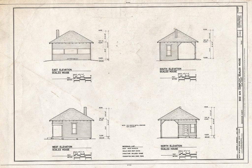 Blueprint Elevations - Boz Gin Complex, Scales House, 27.58 feet South of Great House Road, Waxahachie, Ellis County, TX