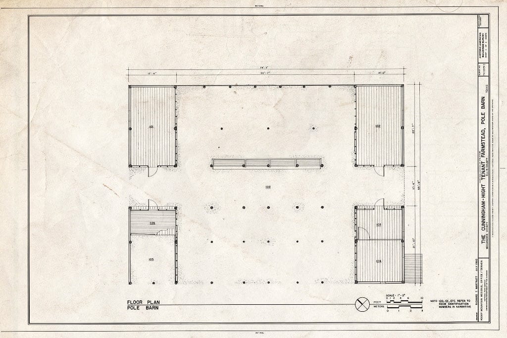 Blueprint Floor Plan - Cunningham-Hight Tenant Farmstead, Pole Barn, 126 feet Northeast of The Main House, Waxahachie, Ellis County, TX