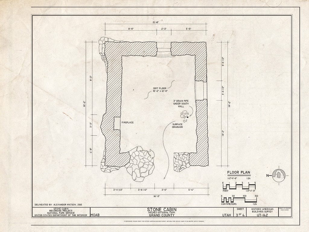 Blueprint Floor Plan - Stone Cabin, Moab, Grand County, UT