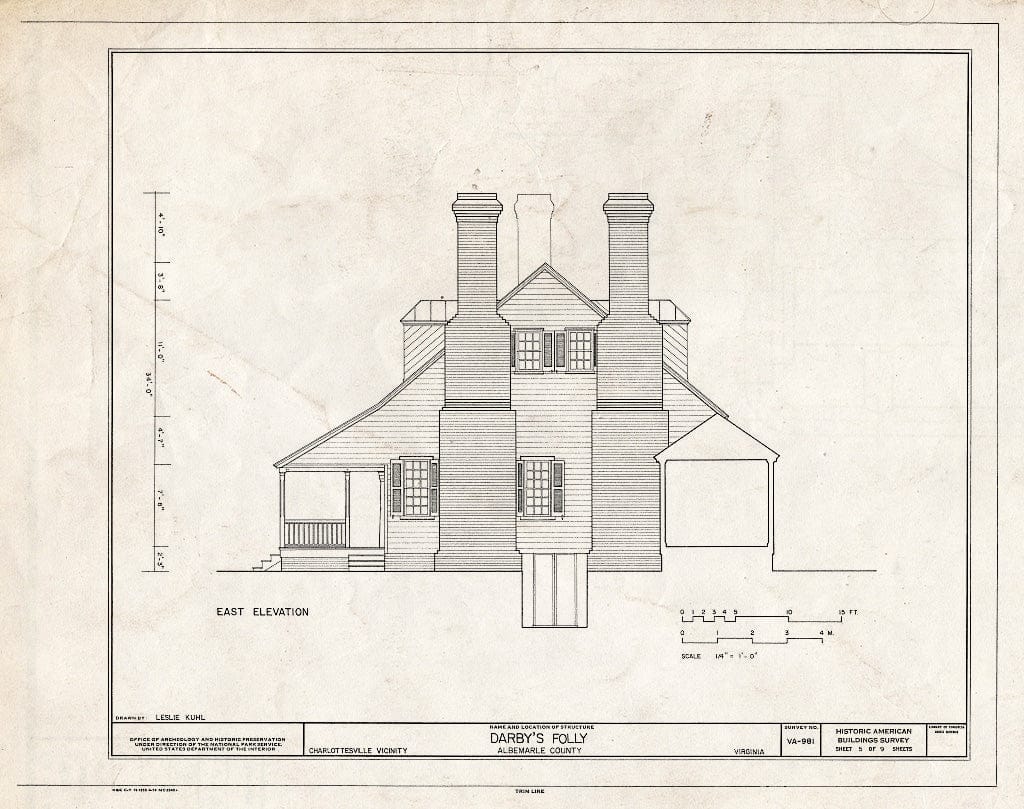 Blueprint East Elevation - Darby's Folly, Barracks Road (State Route 658), Charlottesville, Charlottesville, VA