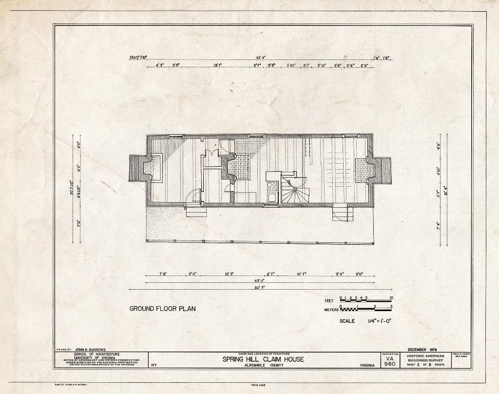 Blueprint Ground Floor Plan - Spring Hill Claim House, State Route 637, Ivy, Albemarle County, VA