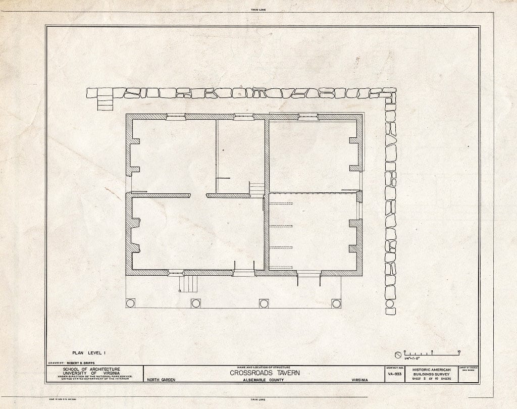 Blueprint Floor Plan - Crossroads Tavern, State Route 692, North Garden, Albemarle County, VA