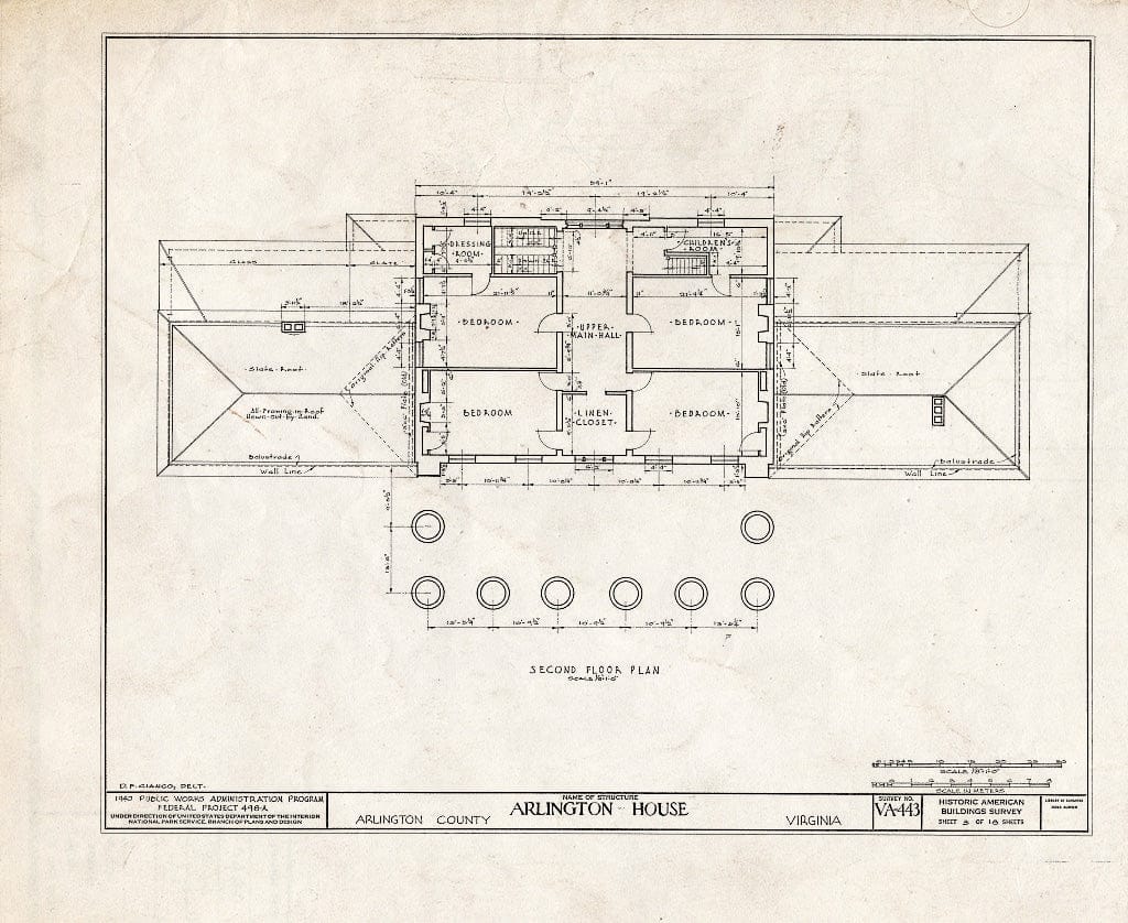 Blueprint HABS VA,7-ARL,1- (Sheet 3 of 18) - Arlington House, Lee Drive, Arlington National Cemetery, Arlington, Arlington County, VA