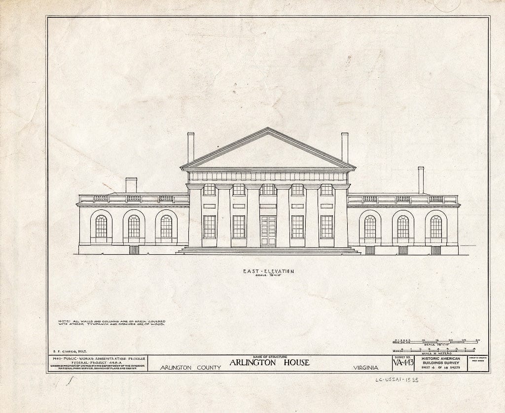 Blueprint HABS VA,7-ARL,1- (Sheet 4 of 18) - Arlington House, Lee Drive, Arlington National Cemetery, Arlington, Arlington County, VA