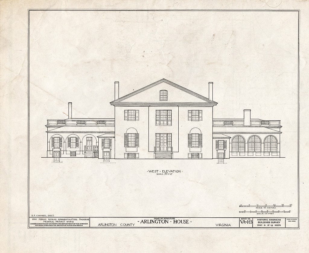 Blueprint HABS VA,7-ARL,1- (Sheet 6 of 18) - Arlington House, Lee Drive, Arlington National Cemetery, Arlington, Arlington County, VA