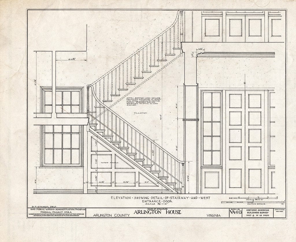 Blueprint HABS VA,7-ARL,1- (Sheet 8 of 18) - Arlington House, Lee Drive, Arlington National Cemetery, Arlington, Arlington County, VA