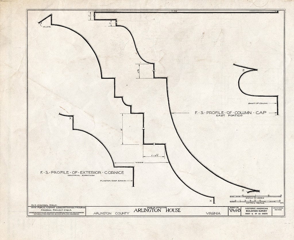 Blueprint HABS VA,7-ARL,1- (Sheet 9 of 18) - Arlington House, Lee Drive, Arlington National Cemetery, Arlington, Arlington County, VA