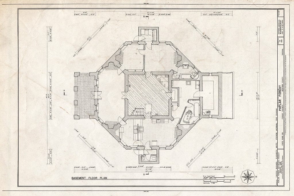 Blueprint 3. Basement Floor Plan - Poplar Forest, State Route 661, Forest, Bedford County, VA