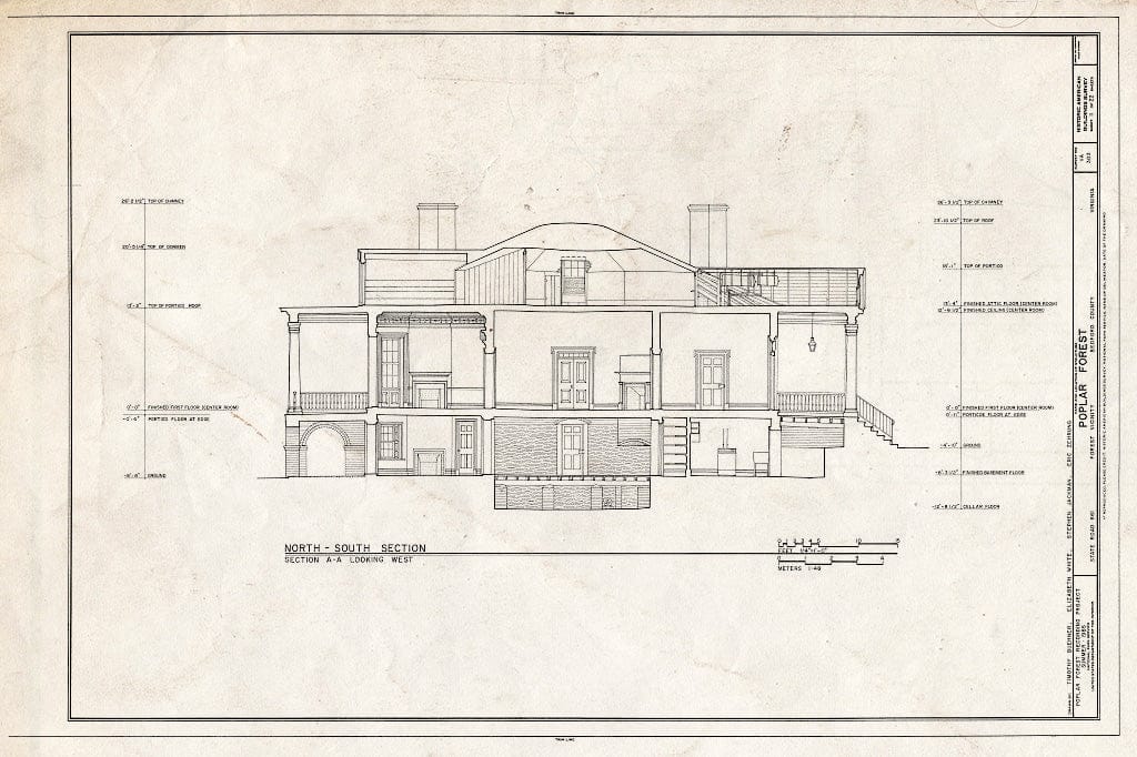 Blueprint 11. North-South Section - Poplar Forest, State Route 661, Forest, Bedford County, VA