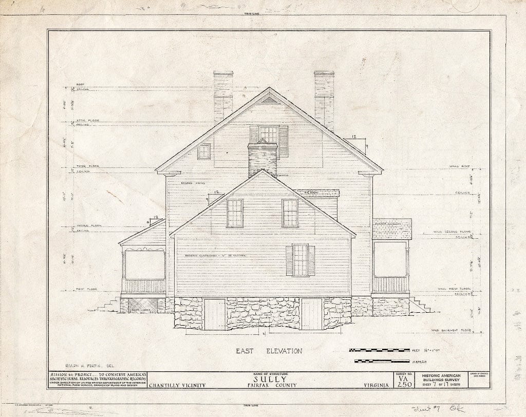 Blueprint 7. East Elevation - Sully, 3650 Historic Sully Way, Chantilly, Fairfax County, VA