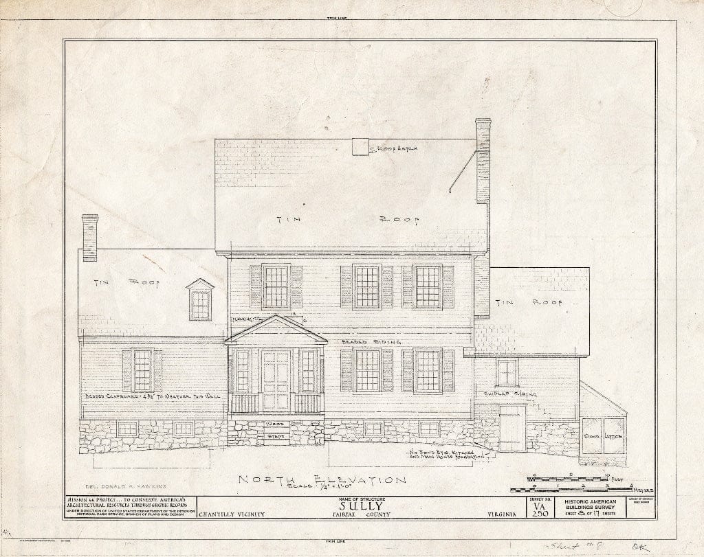 Blueprint 8. North Elevation - Sully, 3650 Historic Sully Way, Chantilly, Fairfax County, VA