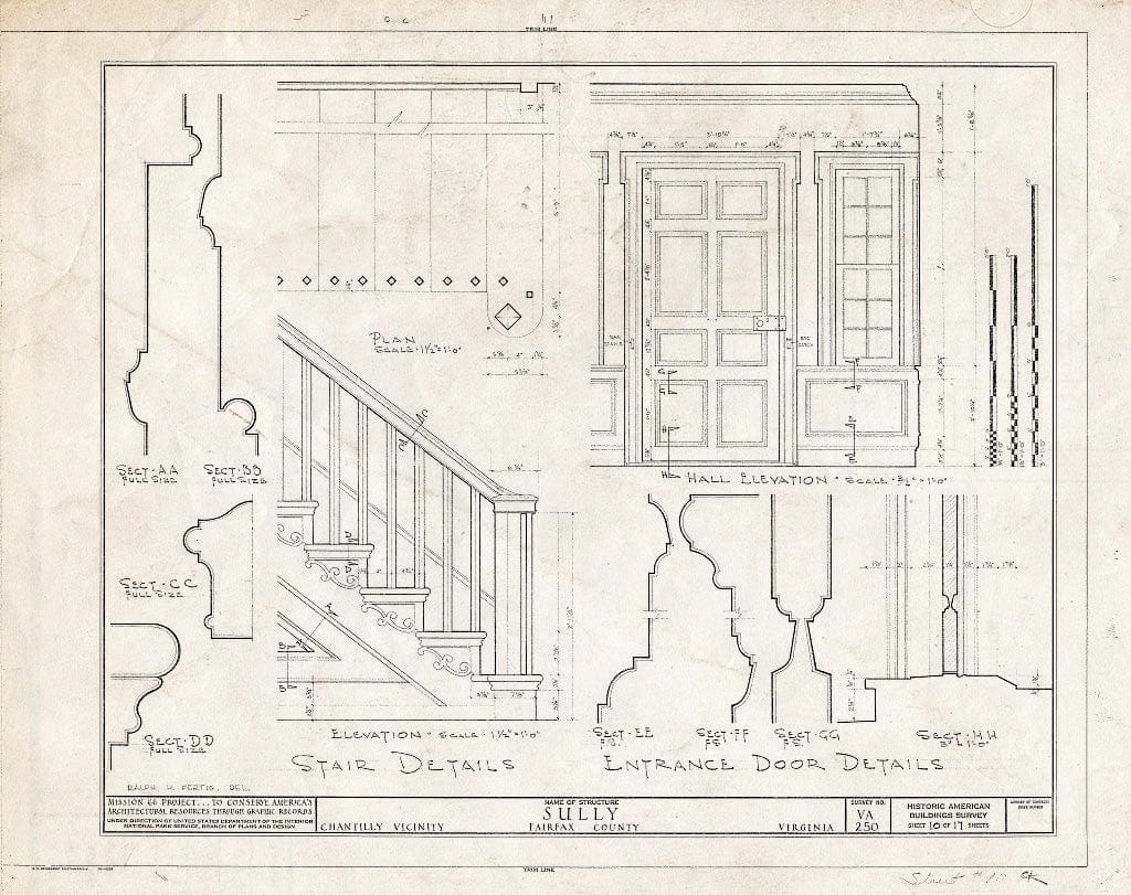 Blueprint 10. Stair and Entrance Door Details - Sully, 3650 Historic Sully Way, Chantilly, Fairfax County, VA