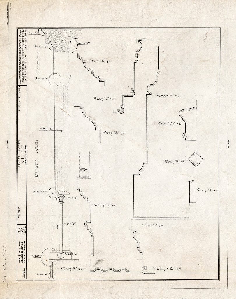 Blueprint 12. Porch Details - Sully, 3650 Historic Sully Way, Chantilly, Fairfax County, VA