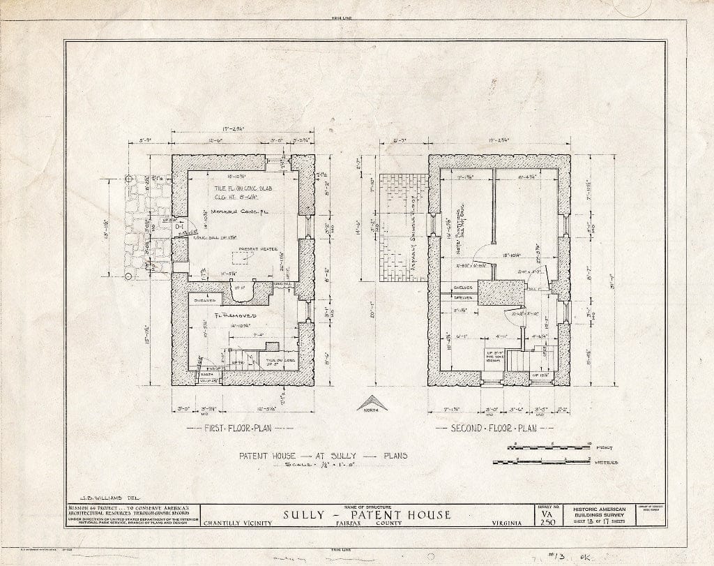 Blueprint 13. Patent House: First and Second Floor Plans - Sully, 3650 Historic Sully Way, Chantilly, Fairfax County, VA