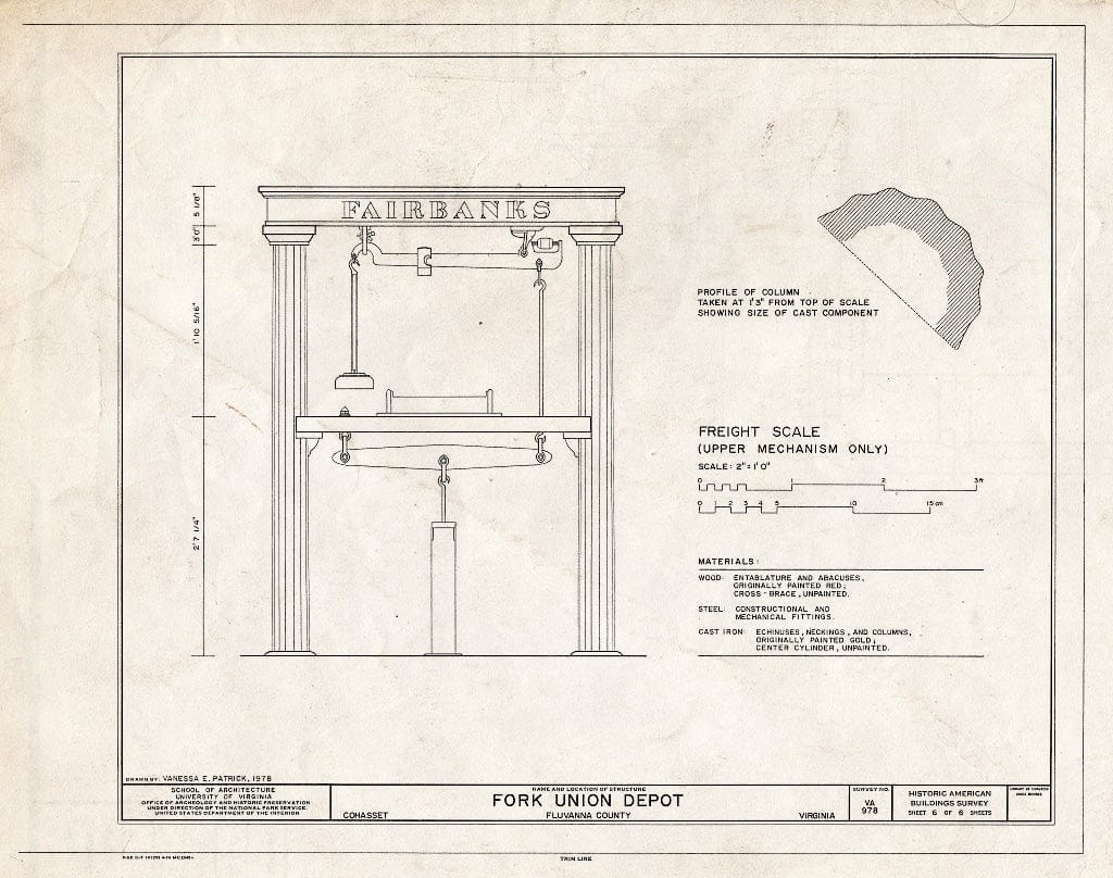 Blueprint Detail of Freight Scale - Fork Union Depot, State Route 6, Cohasset, Fluvanna County, VA