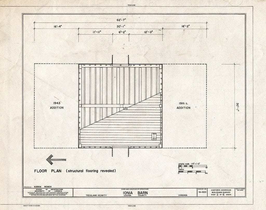 Blueprint Floor Plan - Ionia, Barn, Route 640 Vicinity, Trevilians, Louisa County, VA