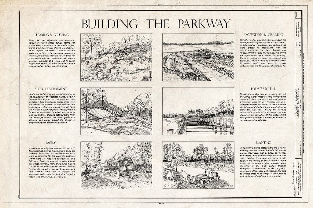 Blueprint 3. Building The Parkway - Colonial Parkway, Yorktown to Jamestown Island, Yorktown, York County, VA