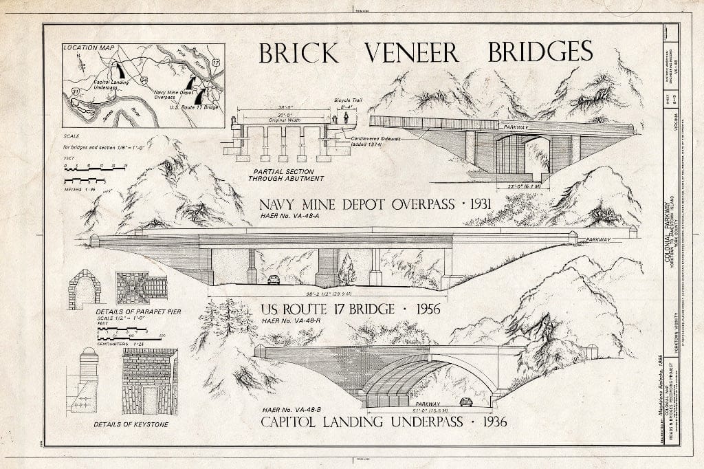 Blueprint 8. Brick Veneer Bridges - Colonial Parkway, Yorktown to Jamestown Island, Yorktown, York County, VA