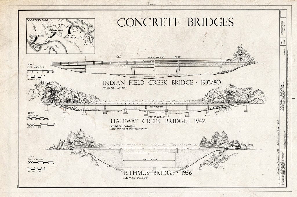 Blueprint 9. Concrete Bridges - Colonial Parkway, Yorktown to Jamestown Island, Yorktown, York County, VA