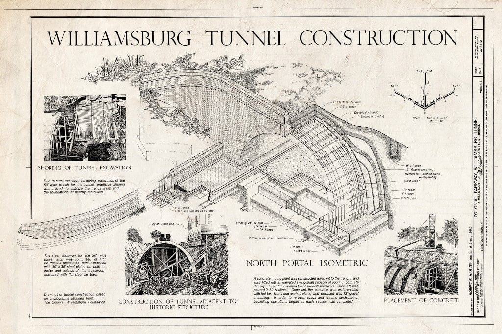 Blueprint 2. Williamsburg Tunnel Construction - Colonial Parkway, Williamsburg Tunnel.3 Mile South of C&O Railroad underpass, Yorktown, York County, VA