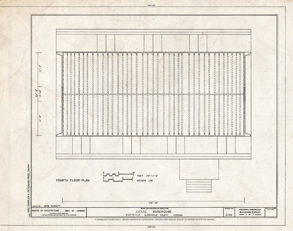 Blueprint Fourth Floor Plan - Canal Warehouse, Scottsville, Albemarle County, VA