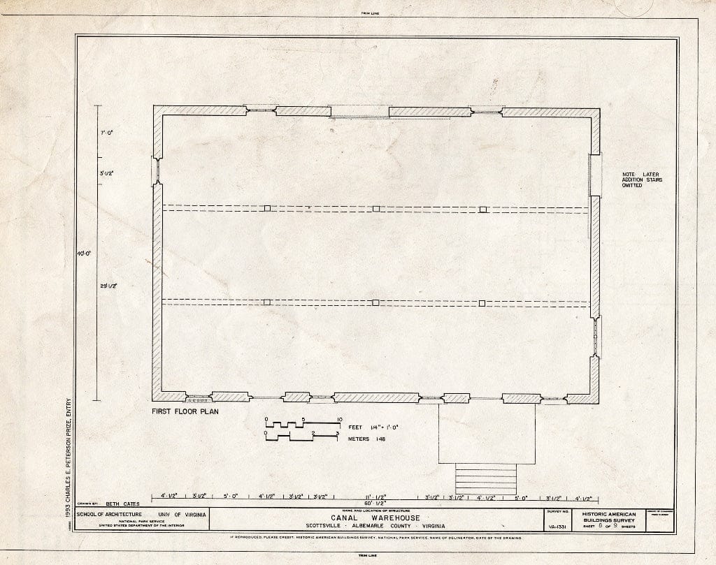 Blueprint First Floor Plan - Canal Warehouse, Scottsville, Albemarle County, VA