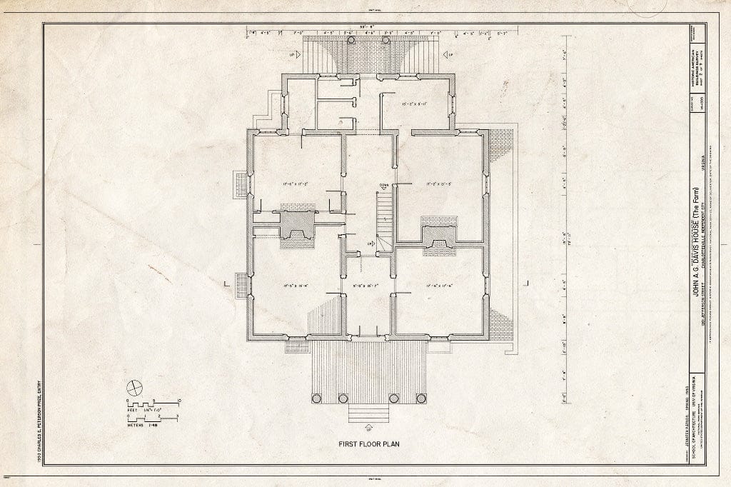 Blueprint First Floor Plan - John A. G. Davis House, 1201 Jefferson Street, Charlottesville, Charlottesville, VA