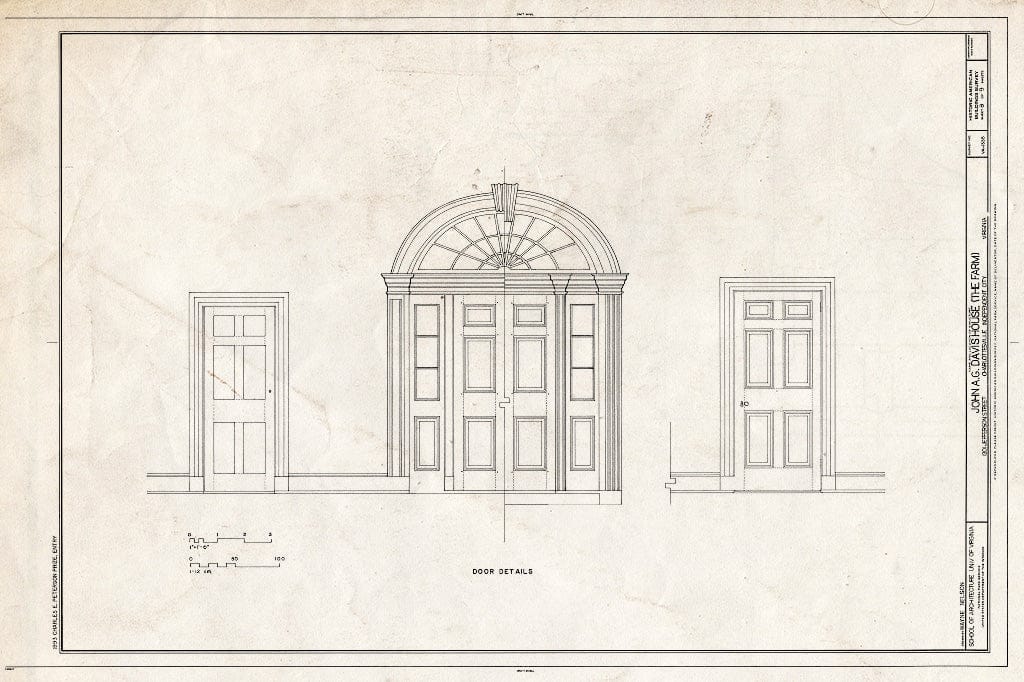 Blueprint Door Details - John A. G. Davis House, 1201 Jefferson Street, Charlottesville, Charlottesville, VA