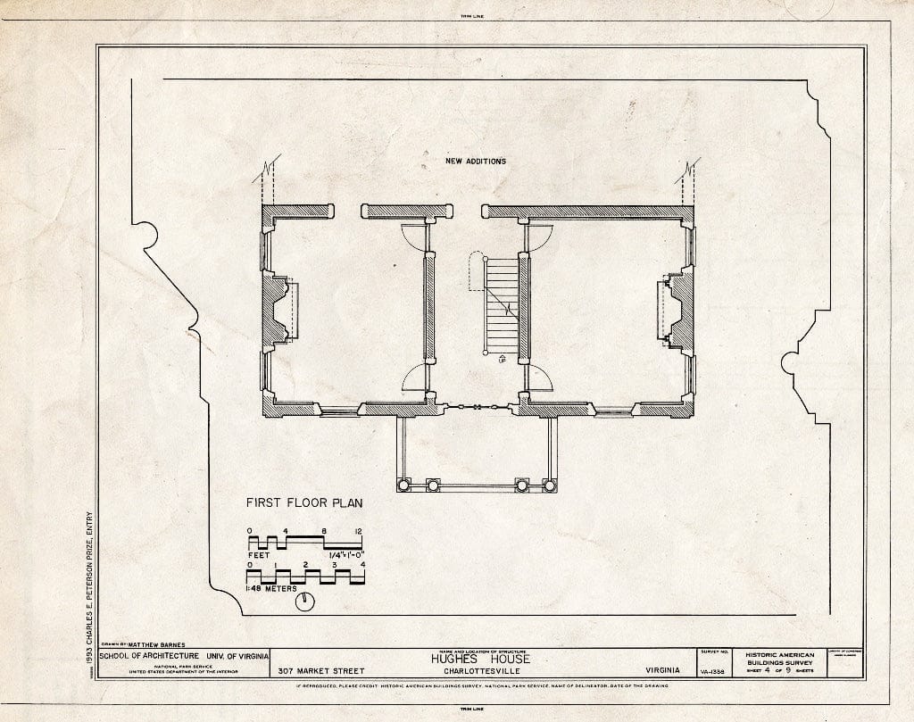 Blueprint First Floor Plan - Hughes House, 307 Market Street, Charlottesville, Charlottesville, VA