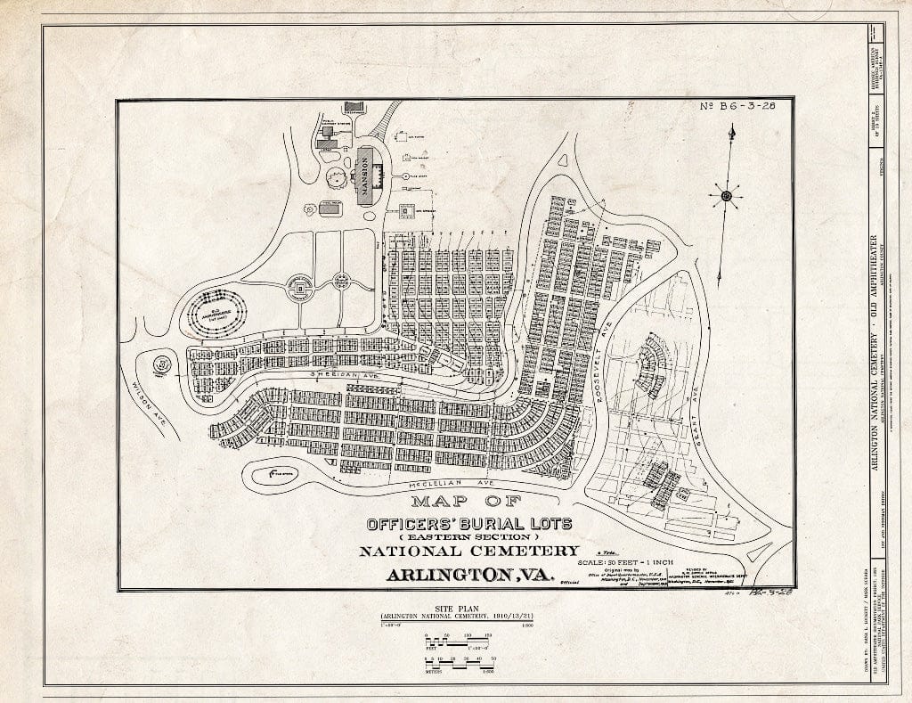 Blueprint 2. Historic map - Arlington National Cemetery, Old Amphitheater, Lee and Sherman Drives, Arlington, Arlington County, VA