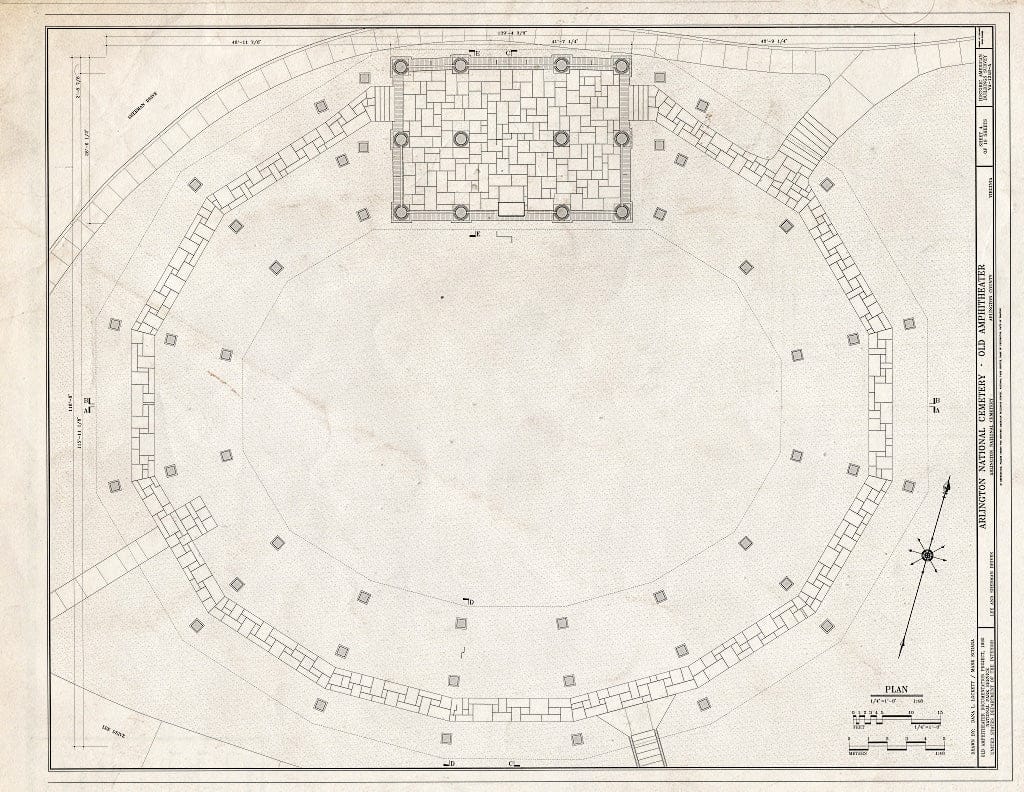 Blueprint 4. Plan - Arlington National Cemetery, Old Amphitheater, Lee and Sherman Drives, Arlington, Arlington County, VA