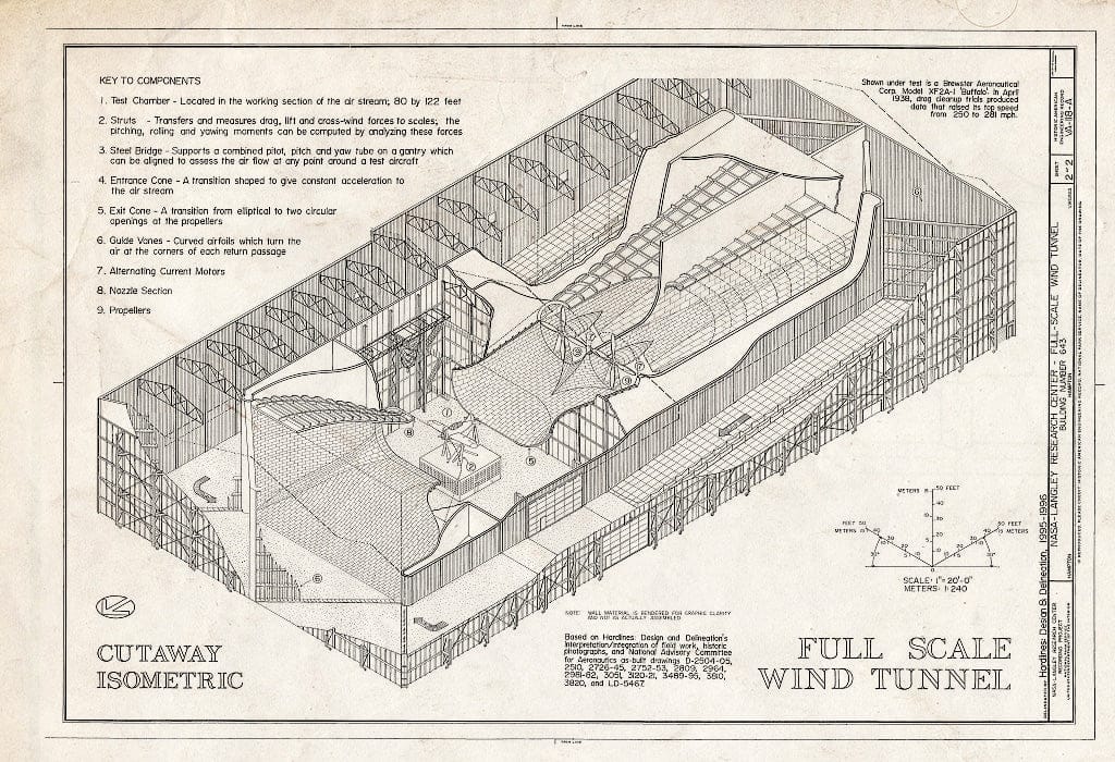 Blueprint Cutaway Isometric - NASA Langley Research Center, Full-Scale Wind Tunnel, 224 Hunting Avenue, Hampton, Hampton, VA