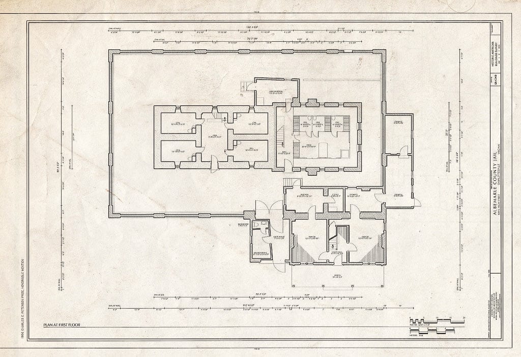 Blueprint First Floor Plan - Albemarle County Jail, 409 East High Street, Charlottesville, Charlottesville, VA