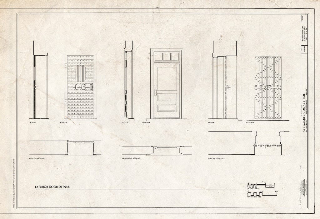 Blueprint Exterior Door Details - Albemarle County Jail, 409 East High Street, Charlottesville, Charlottesville, VA