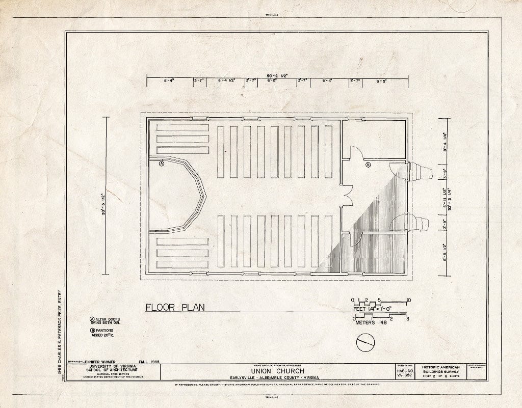 Blueprint Floor Plan - Union Church, Route 743, Earlysville, Albemarle County, VA