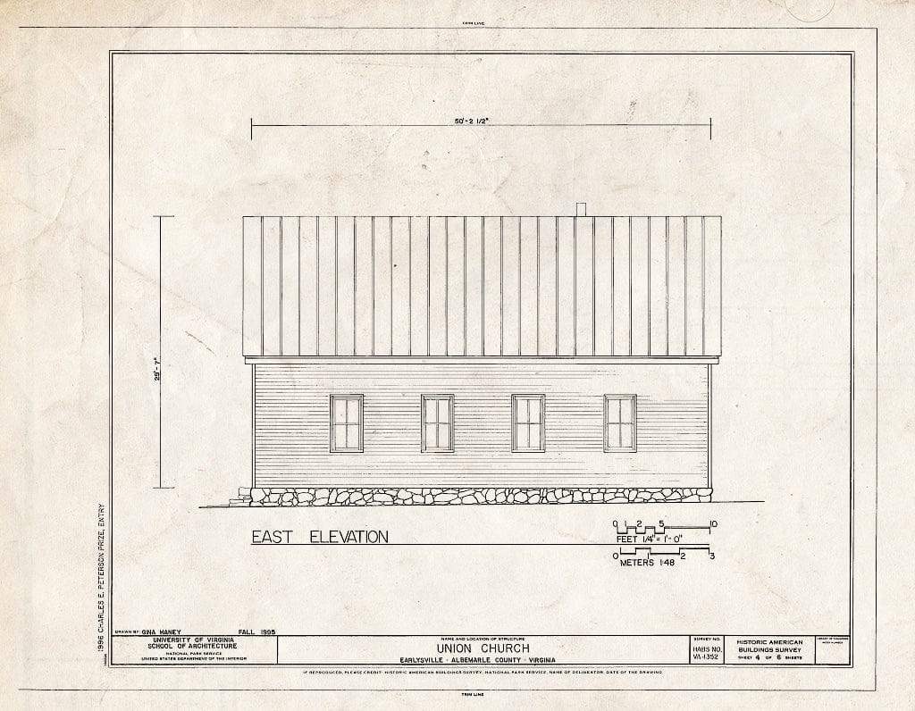 Blueprint East Elevation - Union Church, Route 743, Earlysville, Albemarle County, VA