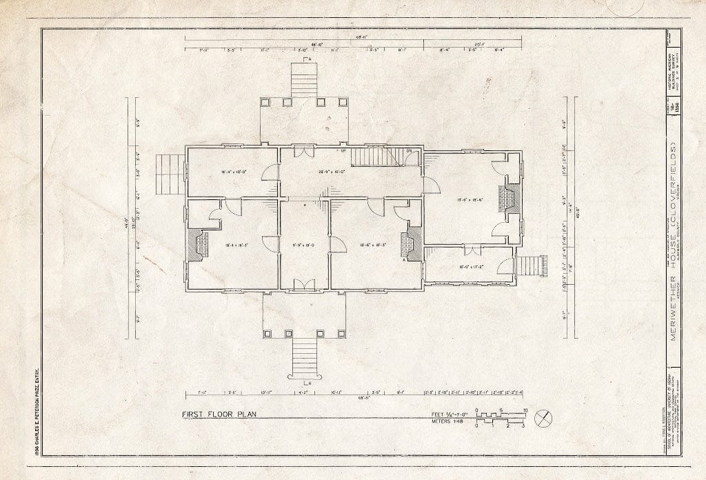 Blueprint First Floor Plan - Meriwether House, Keswick, Albemarle County, VA