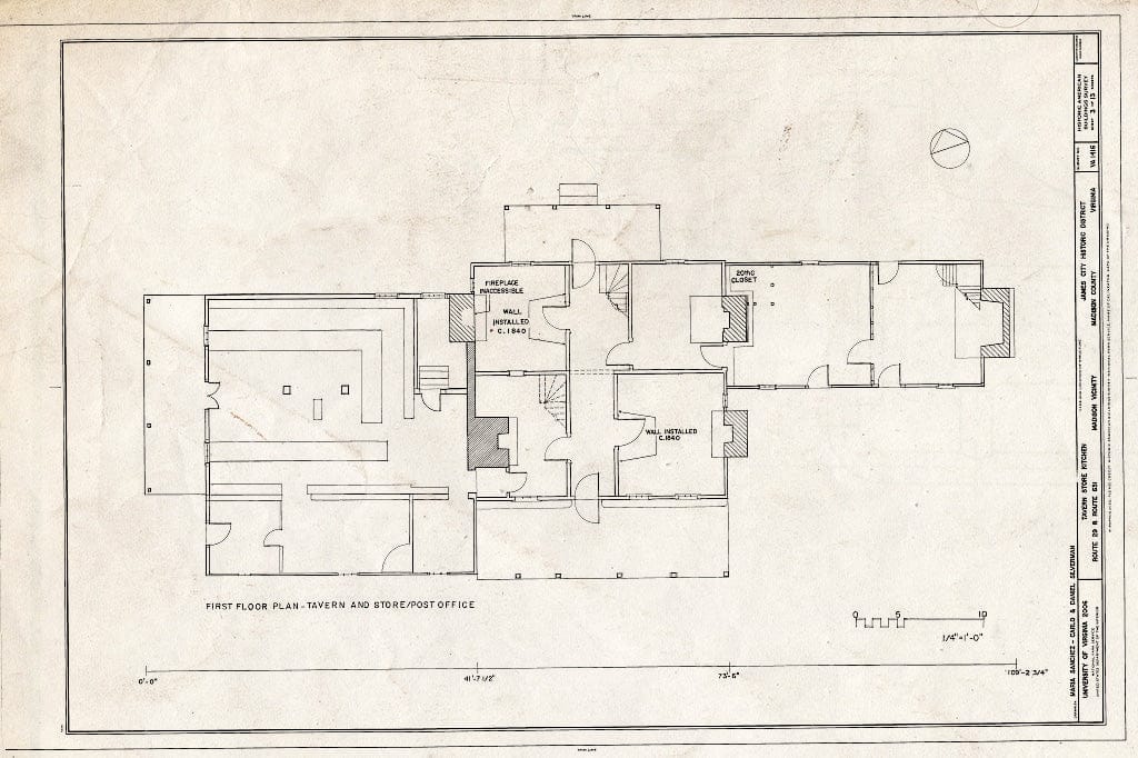 Blueprint First Floor Plan - Tavern-Store-Kitchen, Route 29 & Route 631, Madison, Madison County, VA