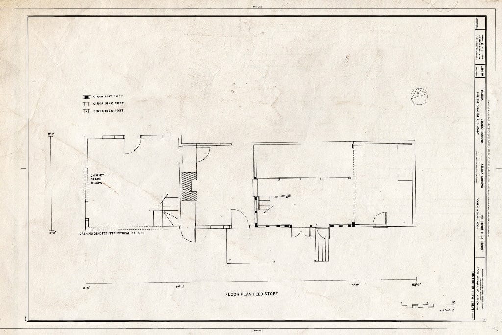 Blueprint Floor Plan of Feed Store - Feed Store-School, Route 29 & Route 631, Madison, Madison County, VA