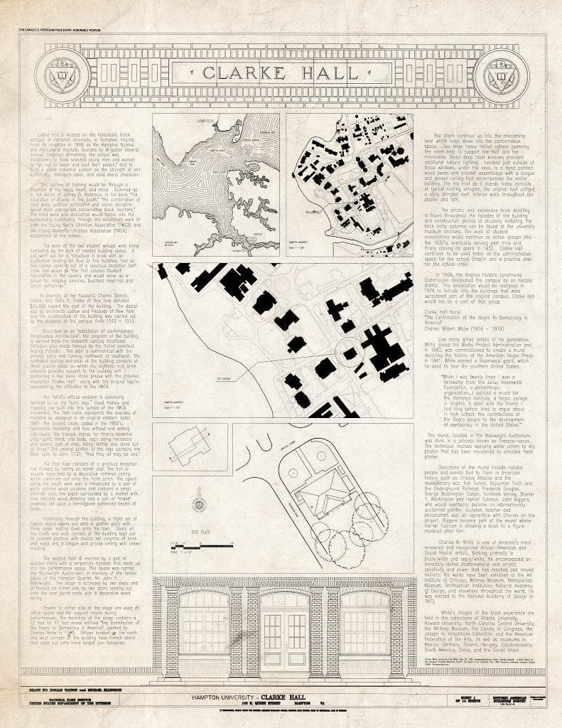 Blueprint Cover Sheet - Hampton University, Clarke Hall, Intersection of Huntington Road and Marshall Avenue, Hampton, Hampton, VA