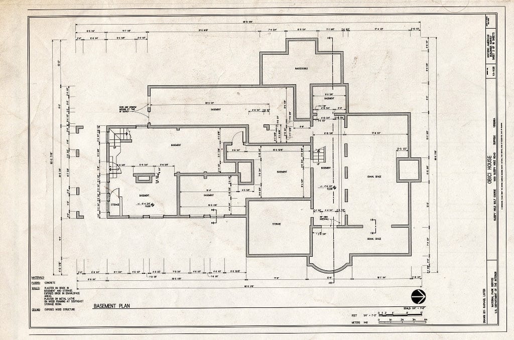 Blueprint Basement Plan - Obici House, 1400 Sleepy Hole Road, Suffolk, Suffolk, VA