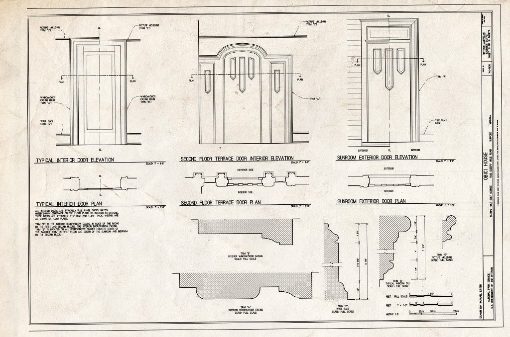 Blueprint Door Elevations - Obici House, 1400 Sleepy Hole Road, Suffolk, Suffolk, VA