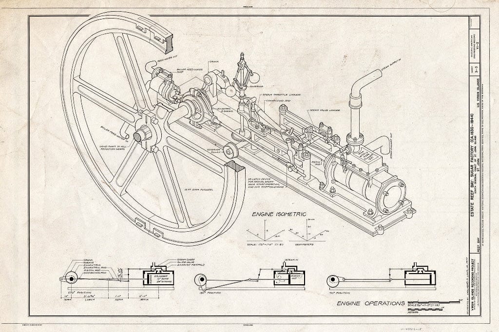 Blueprint Engine Isometric, Engine Operations - Estate Reef Bay, Sugar Factory, Reef Bay, St. John, VI